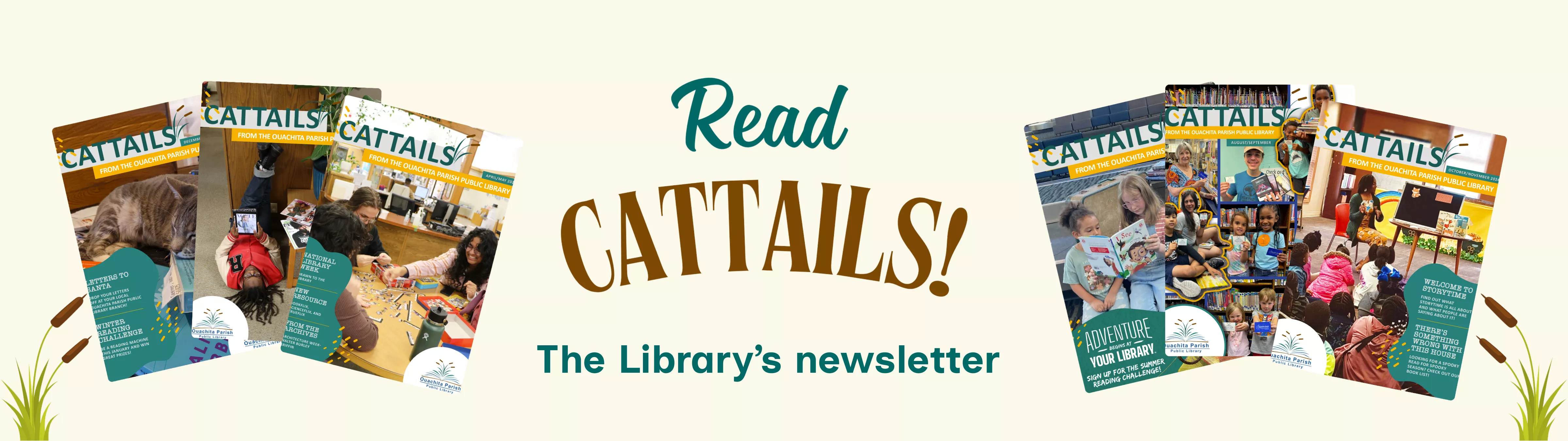 Website banner for the Library's newsletter, Cattails.